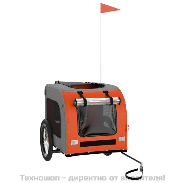 Ремарке за колело за любимци оранжев и сив Оксфорд плат желязо