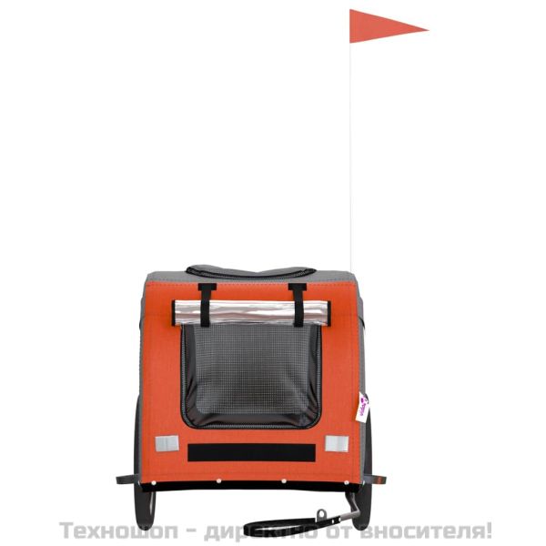 Ремарке за колело за любимци оранжев и сив Оксфорд плат желязо