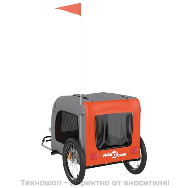 Ремарке за колело за любимци оранжев и сив Оксфорд плат желязо