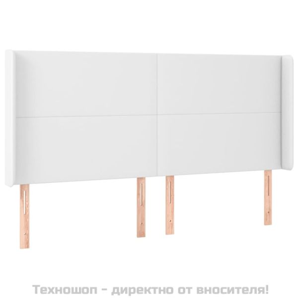 Горна табла с уши, бяла, 163x23x118/128 см, изкуствена кожа