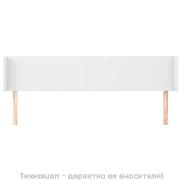 Горна табла за легло, Бяла, 163x16x78/88 см, изкуствена кожа