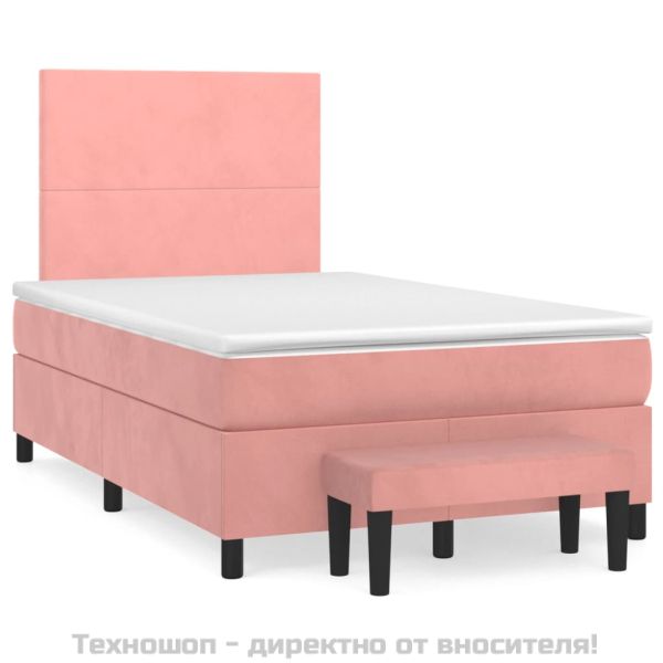 Боксспринг легло с матрак, розово, 120x200 см, кадифе