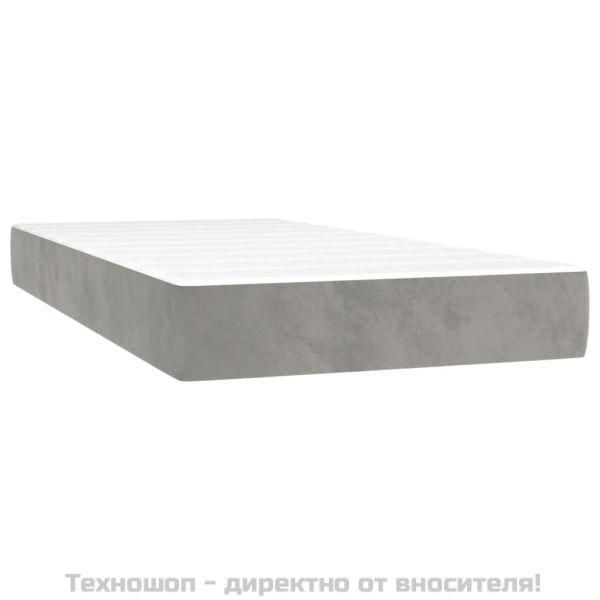 Боксспринг легло с матрак, светлосива, 90x190 см, кадифе