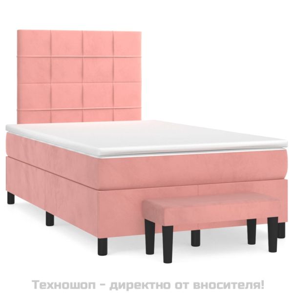 Боксспринг легло с матрак, розово, 120x200 см, кадифе