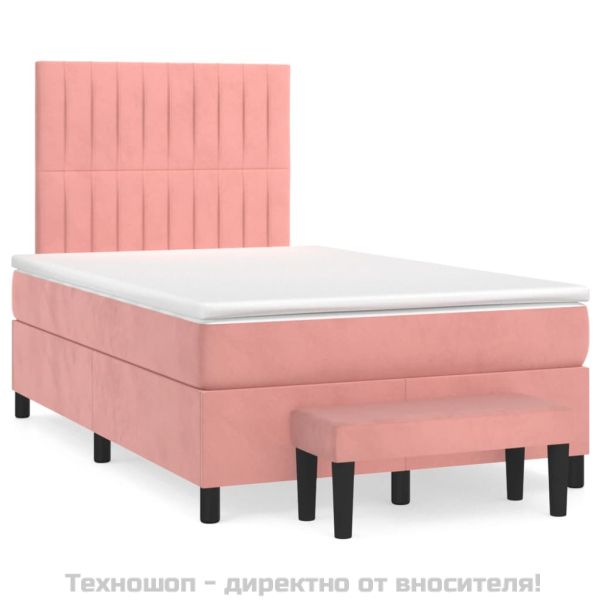 Боксспринг легло с матрак, розово, 120x200 см, кадифе