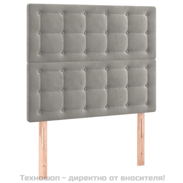 Боксспринг легло с матрак, светлосиво, 100x200 см, кадифе