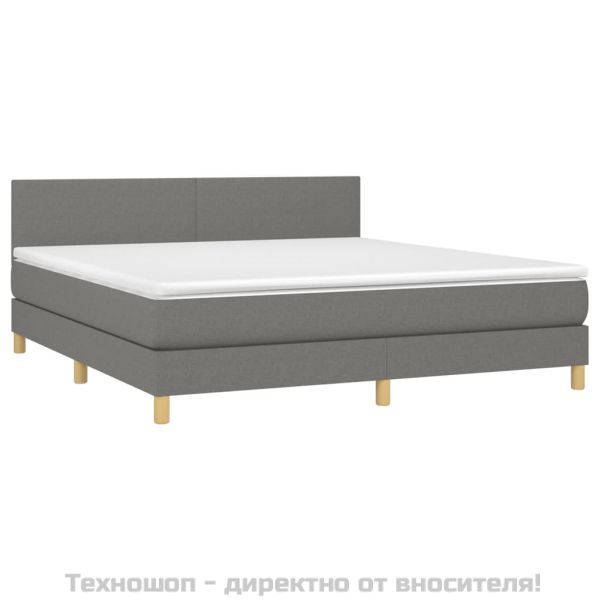 Боксспринг легло с матрак, тъмносиво, 160x200 см, плат