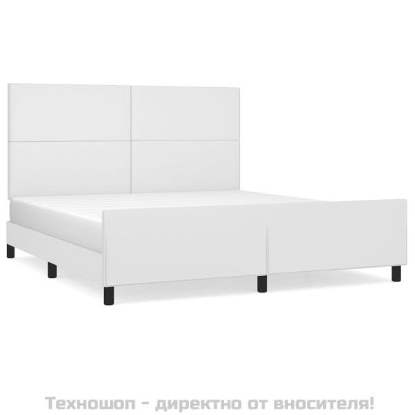 Рамка за легло с табла, бяла, 160x200 см, изкуствена кожа