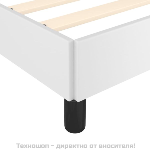 Рамка за легло с табла, бяла, 160x200 см, изкуствена кожа