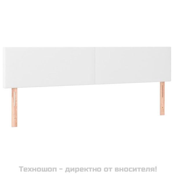 Боксспринг легло с матрак и LED бяло 160x200 см изкуствена кожа