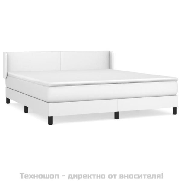 Боксспринг легло с матрак, бяло, 160x200 см, изкуствена кожа