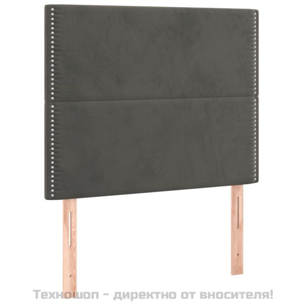 Боксспринг легло с матрак, тъмносиво, 100x200 см, кадифе