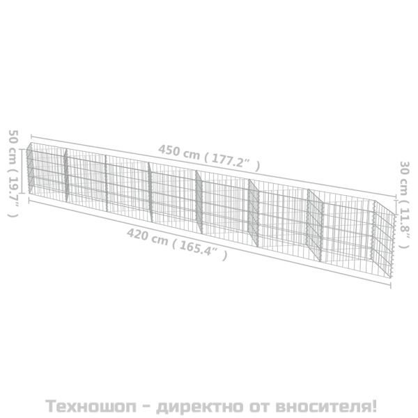 Габионна стена, поцинкована стомана, 450x30x50 см