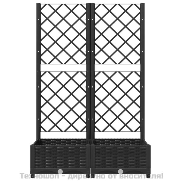 Градинска саксия с решетка, черна, 80x40x121,5 см, полипропилен