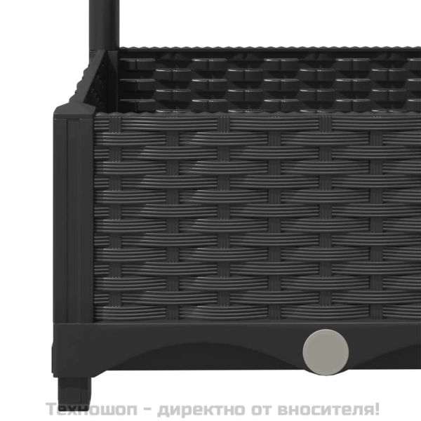 Градинска саксия с решетка, черна, 80x40x121,5 см, полипропилен