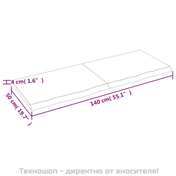 Стенен рафт светлокафяв 140x50x(2-4) см обработен масивен дъб