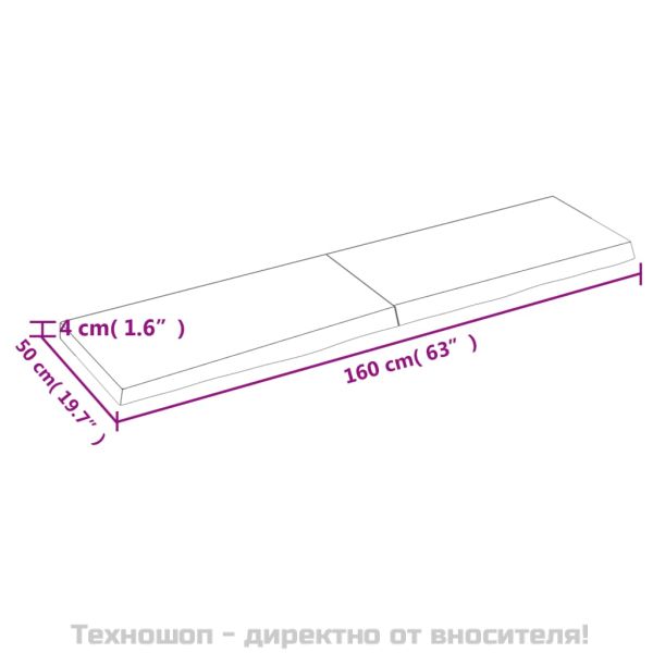 Стенен рафт светлокафяв 160x50x(2-4) см обработен масивен дъб