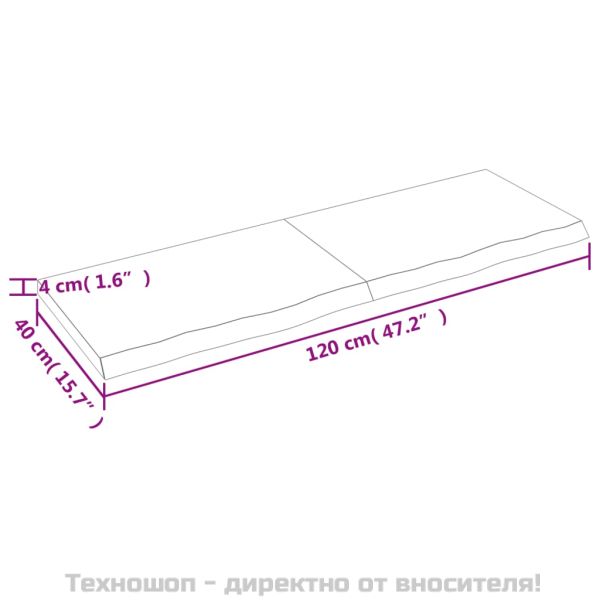 Стенен рафт светлокафяв 120x40x(2-4) см обработен масивен дъб