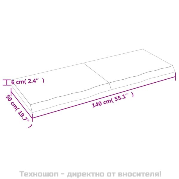 Стенен рафт светлокафяв 140x50x(2-6) см обработен масивен дъб