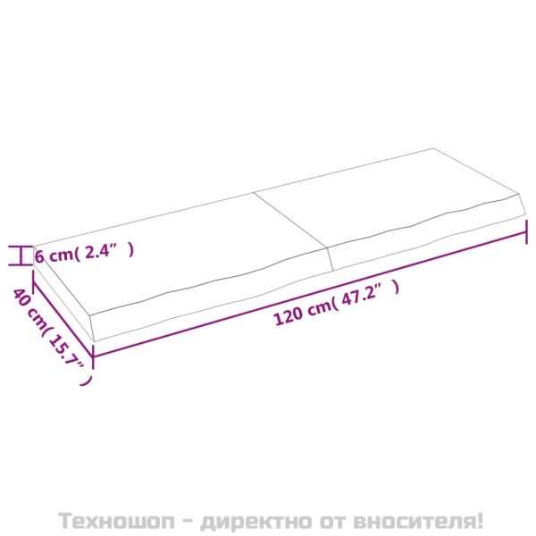 Стенен рафт светлокафяв 120x40x(2-6) см обработен масивен дъб