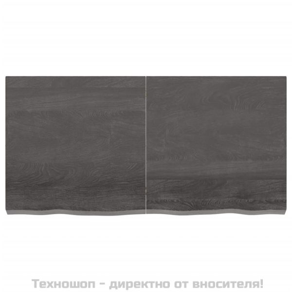 Стенен рафт тъмнокафяв 120x60x(2-6) см обработен масивен дъб