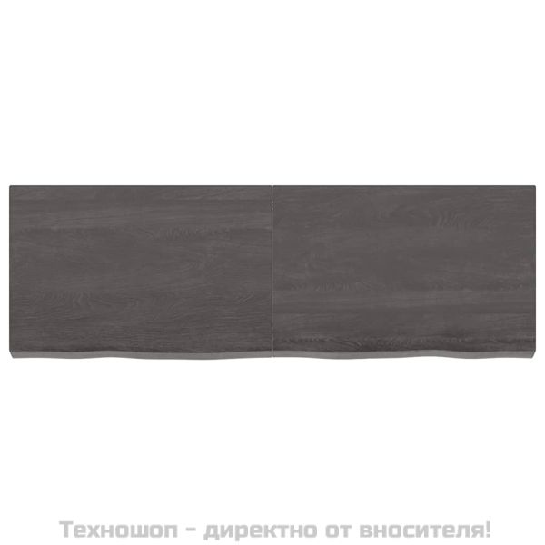 Стенен рафт тъмнокафяв 120x40x(2-6) см обработен масивен дъб