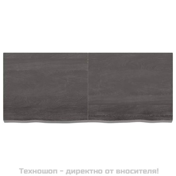 Стенен рафт тъмнокафяв 120x30x(2-6) см обработен масивен дъб