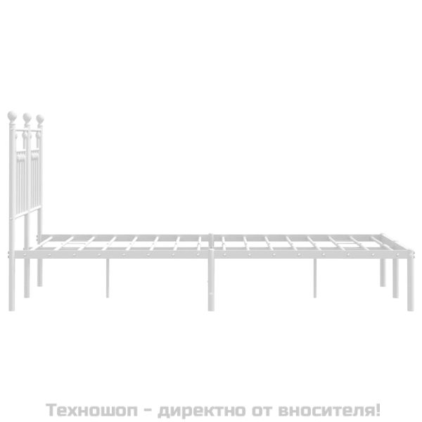 Метална рамка за легло с горна табла, бяла, 120x200 см