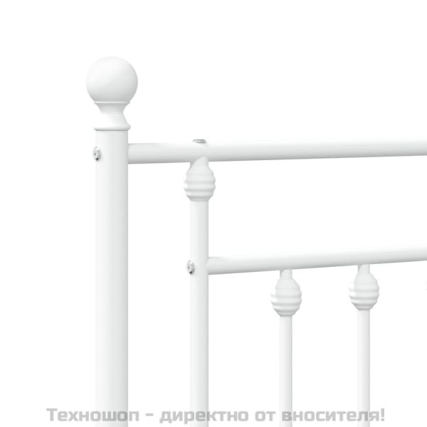 Метална рамка за легло с горна табла, бяла, 120x190 см
