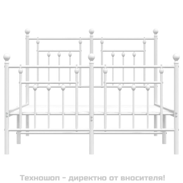 Метална рамка за легло с горна и долна табла, бяла, 120x190 см