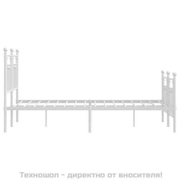 Метална рамка за легло с горна и долна табла, бяла, 120x190 см