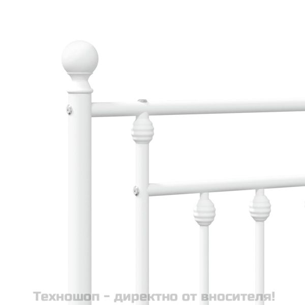 Метална рамка за легло с горна и долна табла, бяла, 120x190 см