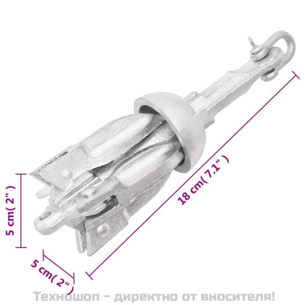 Сгъваема котва, сребриста, 0,7 кг, Горещо поцинкован чугун
