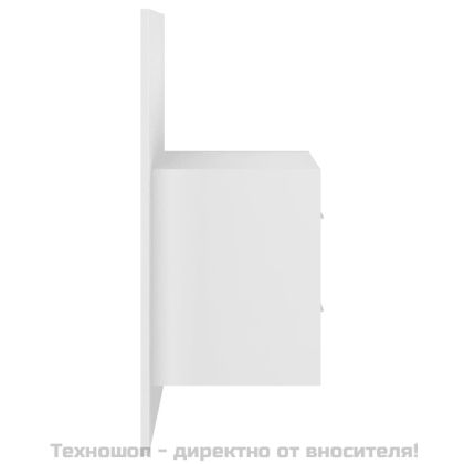 Горна табла за легло с шкафчета, бяла, инженерно дърво