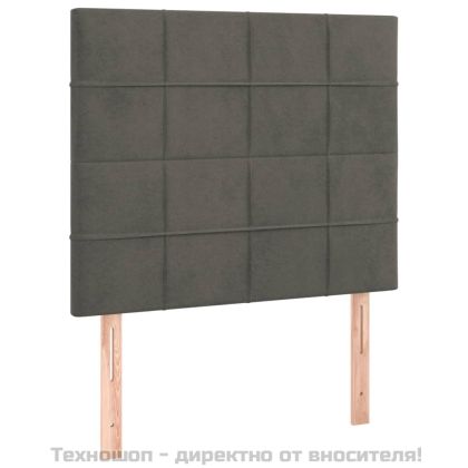 Боксспринг легло с матрак, тъмносив, 90x190 см, кадифе