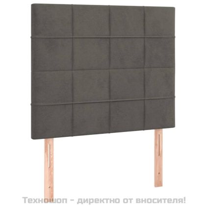 Боксспринг легло с матрак, тъмносиво, 90x200 см, кадифе