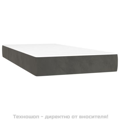 Боксспринг легло с матрак, тъмносив, 90x190 см, кадифе