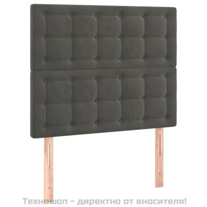 Боксспринг легло с матрак, тъмносиво, 100x200 см, кадифе