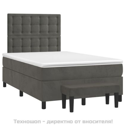 Боксспринг легло с матрак, тъмносиво, 120x200 см, кадифе