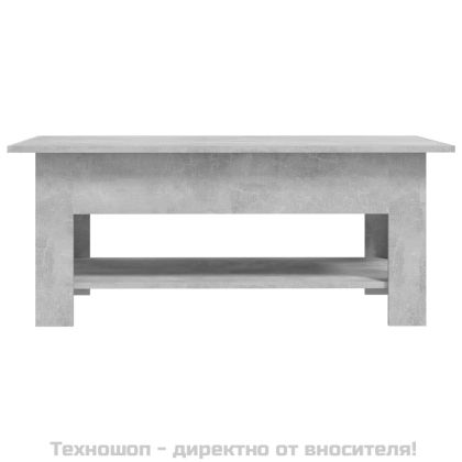 Маса за кафе, бетонно сива, 102x55x42 см, инженерно дърво