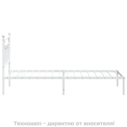 Метална рамка за легло с горна табла, бяла, 90x200 см