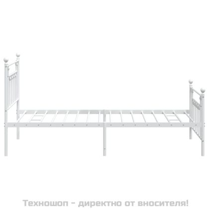 Метална рамка за легло с горна и долна табла, бяла, 107x203 см