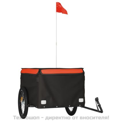 Ремарке за велосипед, черно и оранжево, 45 кг, желязо