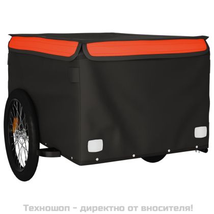 Ремарке за велосипед, черно и оранжево, 45 кг, желязо