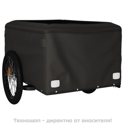 Ремарке за велосипед, черно и оранжево, 45 кг, желязо