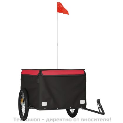 Ремарке за велосипед, черно и червено, 45 кг, желязо