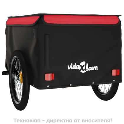 Ремарке за велосипед, черно и червено, 45 кг, желязо