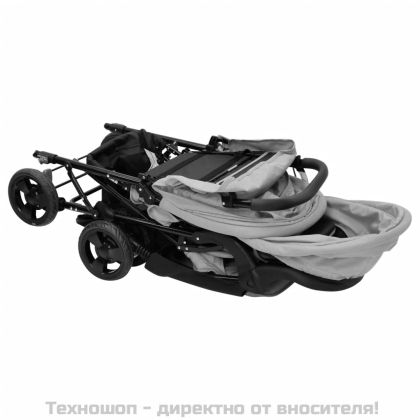 Тандемна количка за близнаци, светлосива, стомана