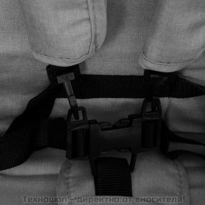 Тандемна количка за близнаци, светлосива, стомана