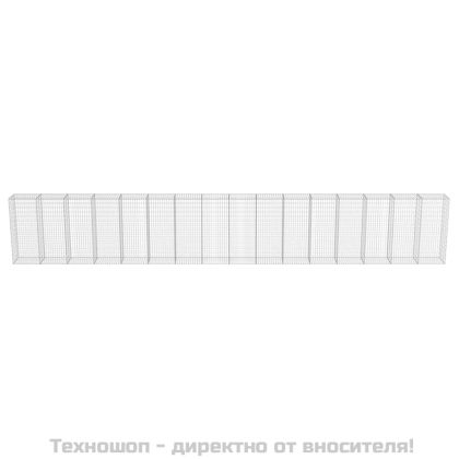 Габионна стена с капаци, поцинкована стомана, 900x50x150 см